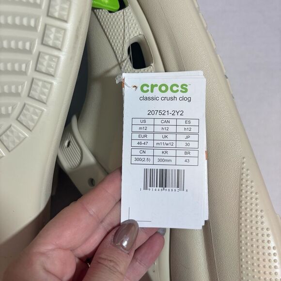 Crocs Unisex Classic Crush Clog - Bone NEW with tags Men’s 12 - Picture 14 of 16